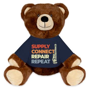 Dicton de plombier - Nounours RecycelBär® marron - bleu marine - Devant