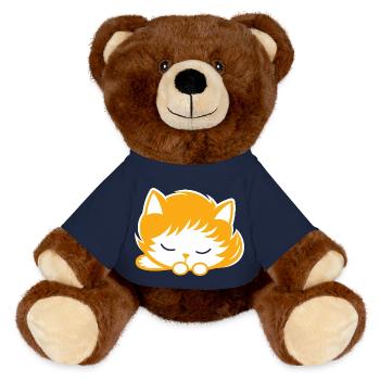 Bébé chat qui dors - Nounours RecycelBär® marron - bleu marine - Devant