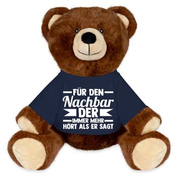 Nachbarschaft Bester Nachbar - MiniFeet® RecycelBär® Braun - French Navy - Vorne