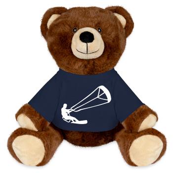 Kitesurfer Silhouette Kiteboarding Adrenaline Sport - MiniFeet® RecycelBär® Teddy Bear Brown - french navy - Front