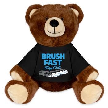 Curling, balayage drôle, cardio dur avec balai - Nounours RecycelBär® marron - noir - Devant