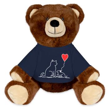 Katze und Maus mit Herzbalon - MiniFeet® RecycelBär® Braun - French Navy - Vorne