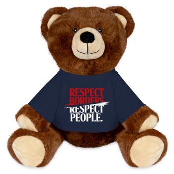 Respecter les frontières Respecter les gens - Groenland - Nounours RecycelBär® marron - bleu marine - Devant