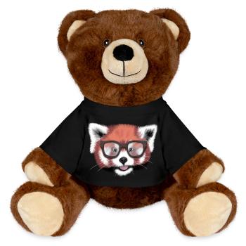 Roter Panda Nerd / Brille / minavi - MiniFeet® RecycelBär® Braun - Schwarz - Vorne
