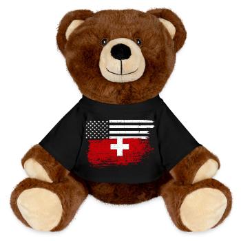 US Stars Swiss Cross Fusion - MiniFeet® RecycelBär® Teddy Bear Brown - black - Front