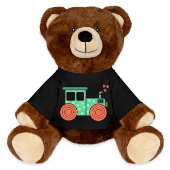 Heart Tractor Commercial Vehicle Farm Farming Field - MiniFeet® RecycelBär® Teddy Bear Brown - black - Front