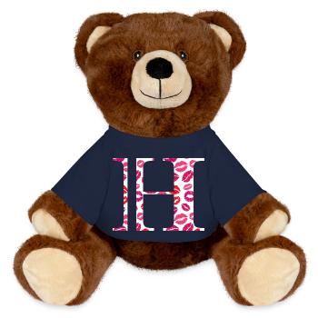 Lettre h bisous - Nounours RecycelBär® marron - bleu marine - Devant