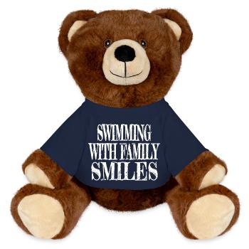 Statement Funny Sayings Swimming Techniques - MiniFeet® RecycelBär® Teddy Bear Brown - french navy - Front