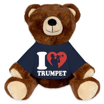 I Love Trumpet - Trompeten Spieler - Hobby - MiniFeet® RecycelBär® Braun - French Navy - Vorne