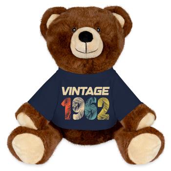 Vintage 1962 Retro - Best-seller - Nounours RecycelBär® marron - bleu marine - Devant