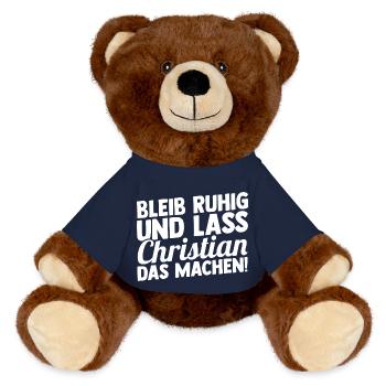 First name Chris Christian - MiniFeet® RecycelBär® Teddy Bear Brown - french navy - Front
