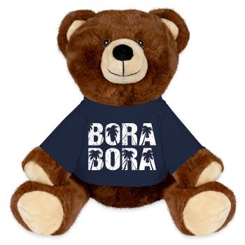 Bora Bora Palmen Pazifik Palmeninsel - MiniFeet® RecycelBär® Braun - French Navy - Vorne