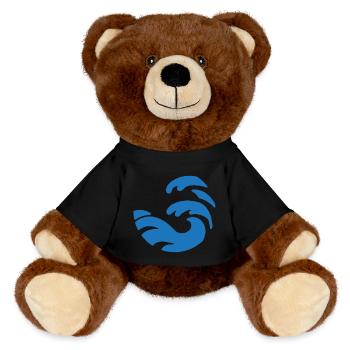 Design simple de vague bleue de forme ronde - Nounours RecycelBär® marron - noir - Devant