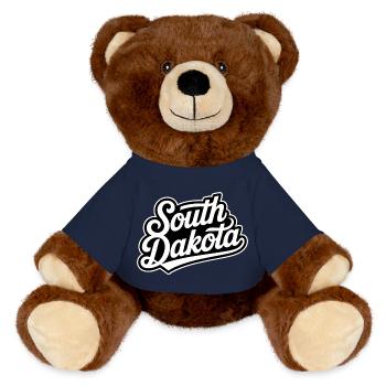 South Dakota - Souvenir USA State Design - MiniFeet® RecycelBär® Braun - French Navy - Vorne