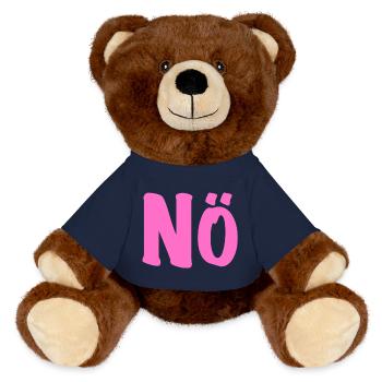 Nö - neonpink - Nein Nope Neon - MiniFeet® RecycelBär® Braun - French Navy - Vorne