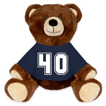 Sporty Number Design 40 Birthday - MiniFeet® RecycelBär® Teddy Bear Brown - french navy - Front