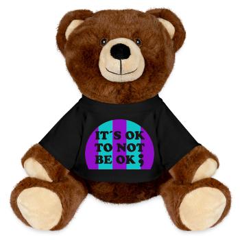 It ́s OK To Not Be OK ; Suicide Awareness Semicolon - MiniFeet® RecycelBär® Teddy Bear Brown - black - Front