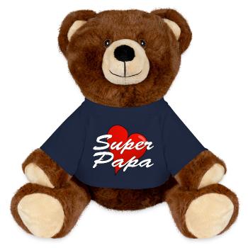SUPER PAPA - MiniFeet® RecycelBär® Braun - French Navy - Vorne