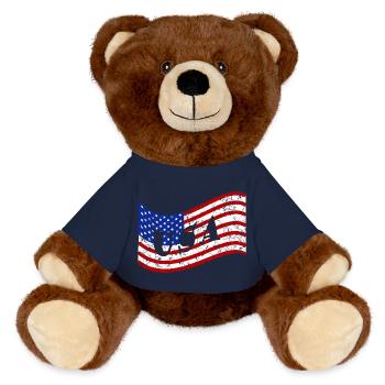 Drapeau des États-Unis - Nounours RecycelBär® marron - bleu marine - Devant