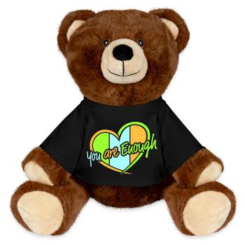 You Are Enough Self Love Motivational Quote - MiniFeet® RecycelBär® Teddy Bear Brown - black - Front