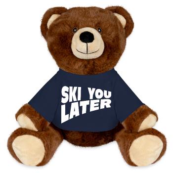 Citation drôle de ski que tu as plus tard - Nounours RecycelBär® marron - bleu marine - Devant
