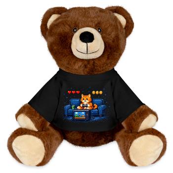 Gaming Cat – Humour de gamer PC - Nounours RecycelBär® marron - noir - Devant