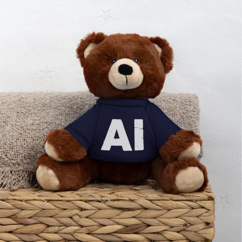 AI Artificial Intelligence Text Grunge Vector MiniFeet® RecycelBär® Teddy Bear Brown