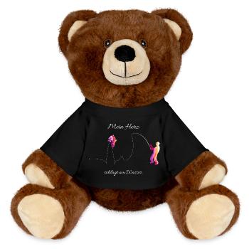 Mon cœur bat selon le design Water Funny Angler - Nounours RecycelBär® marron - noir - Devant