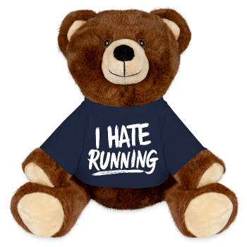 Je déteste courir brossé texte cardio drôle GYM - Nounours RecycelBär® marron - bleu marine - Devant