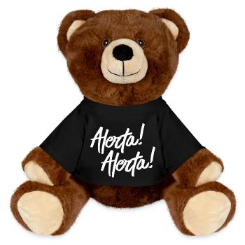Alerta Antifascista! Antifa T-Shirt - MiniFeet® RecycelBär® Braun - Schwarz - Vorne