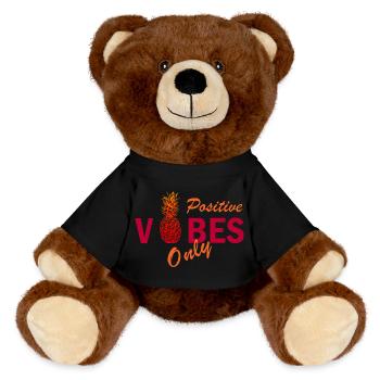 positive vibes only - MiniFeet® RecycelBär® Teddy Bear Brown - black - Front