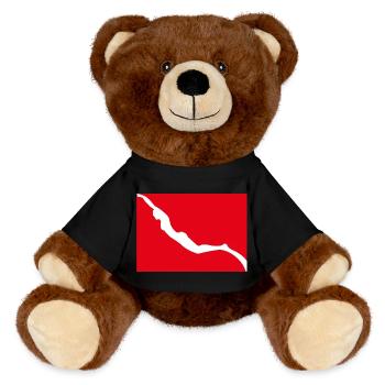 Freitauchflagge mit Mädchen Freediver - MiniFeet® RecycelBär® Braun - Schwarz - Vorne