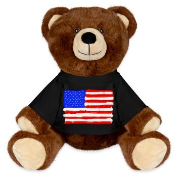 Painted American Flag - MiniFeet® RecycelBär® Teddy Bear Brown - black - Front