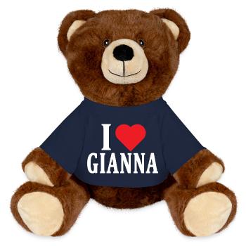 t-shirt J’adore Gianna idée cadeau t-shirt - Nounours RecycelBär® marron - bleu marine - Devant