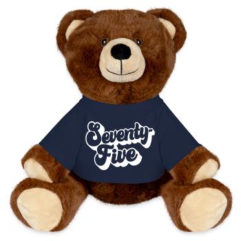 Soixante-quinze 75e anniversaire Hommes Femmes 75 ans - Nounours RecycelBär® marron - bleu marine - Devant