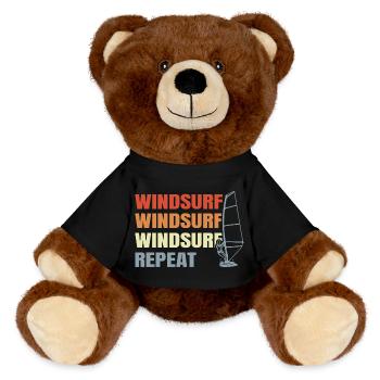 Windsurfen Vintage Look - MiniFeet® RecycelBär® Braun - Schwarz - Vorne