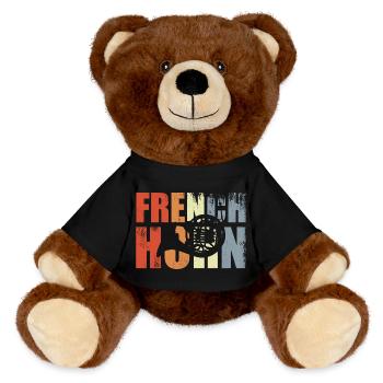 Vintage French Horn - MiniFeet® RecycelBär® Teddy Bear Brown - black - Front