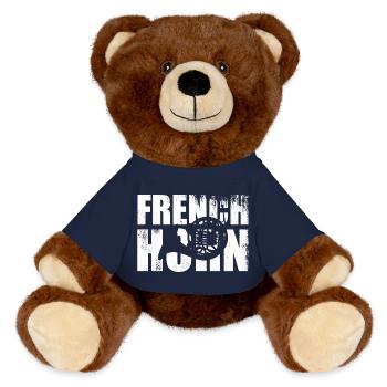 Retro French Horn - MiniFeet® RecycelBär® Teddy Bear Brown - french navy - Front