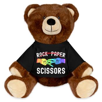 Lesbienne Fierté Rock Papier Ciseaux Drôle LGBTQ - Nounours RecycelBär® marron - noir - Devant