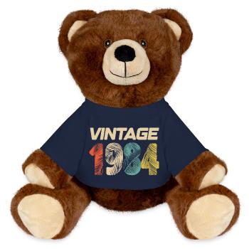 Vintage 1984 Retro - Best-seller - Nounours RecycelBär® marron - bleu marine - Devant