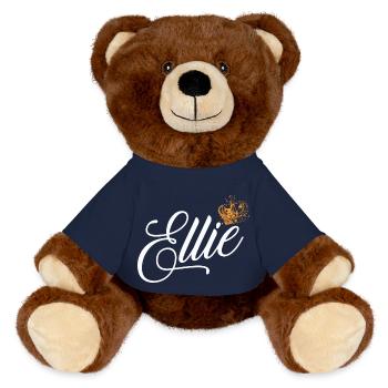 Ellie Name for Women Kids Toddlers - Ellie Surname - MiniFeet® RecycelBär® Teddy Bear Brown - french navy - Front
