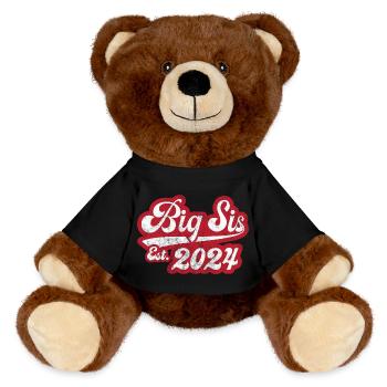 Big Sis Est 2024 - MiniFeet® RecycelBär® Teddy Bear Brown - black - Front