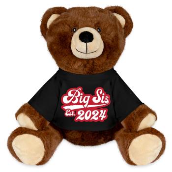 Big Sis Est 2024 - MiniFeet® RecycelBär® Teddy Bear Brown - black - Front