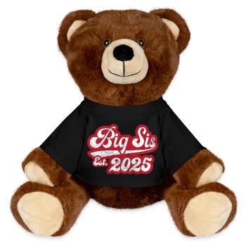 Big Sis Est 2025 - MiniFeet® RecycelBär® Teddy Bear Brown - black - Front