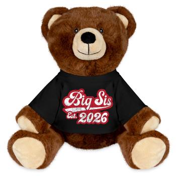 Big Sis Est 2026 - MiniFeet® RecycelBär® Teddy Bear Brown - black - Front