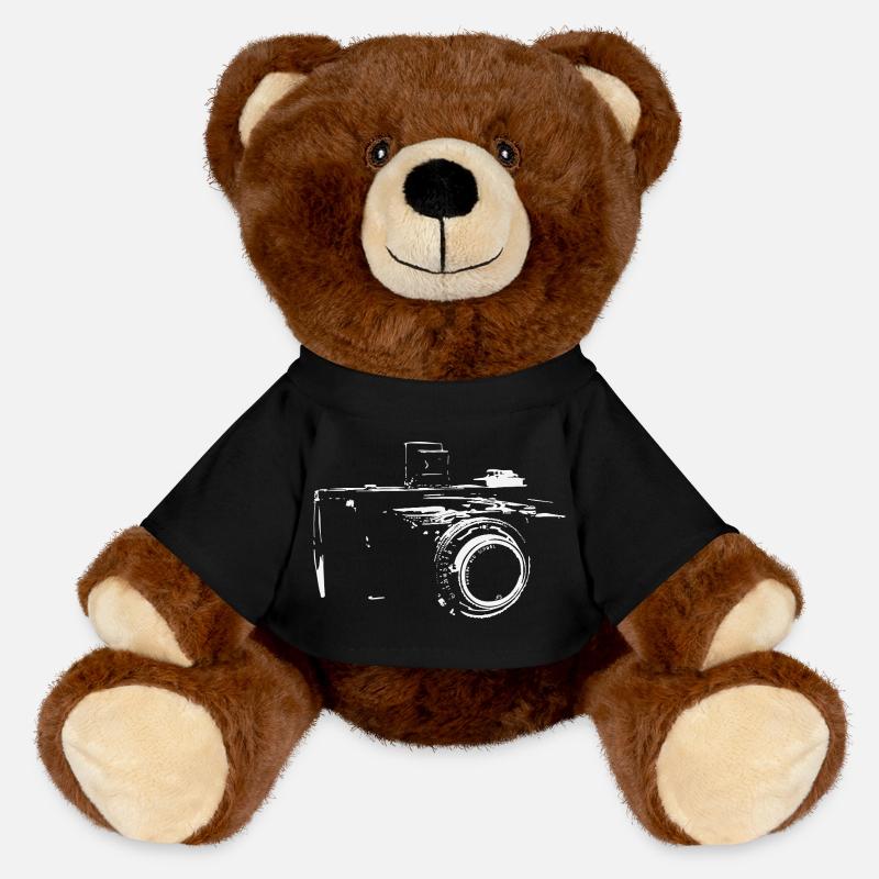 Vintage Camera Illustration - MiniFeet® RecycelBär® Teddy Bear Brown - black