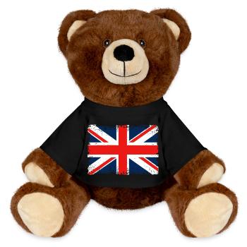 Distressed Union Jack Flag - MiniFeet® RecycelBär® Teddy Bear Brown - black - Front