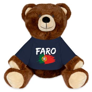 Faro Portugal Flag - MiniFeet® RecycelBär® Teddy Bear Brown - french navy - Front
