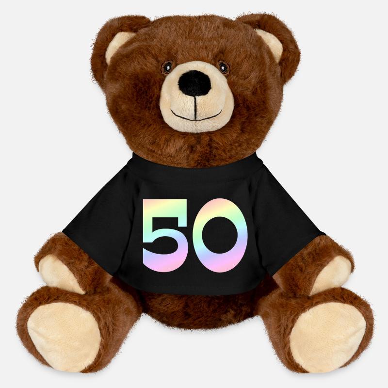 50, Gradient Pastel, Number Motif - MiniFeet® RecycelBär® Teddy Bear Brown - black