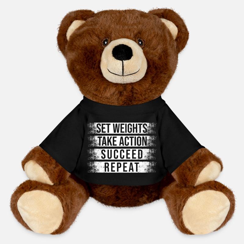 Bodybuilder Weight Set Weight Taking Action - Nounours RecycelBär® marron - noir